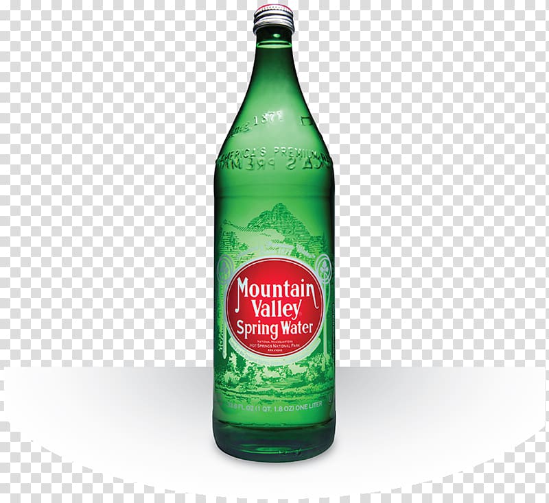 Glass bottle Mountain Valley Spring Water Beer Bottled water, mountain spring water transparent background PNG clipart