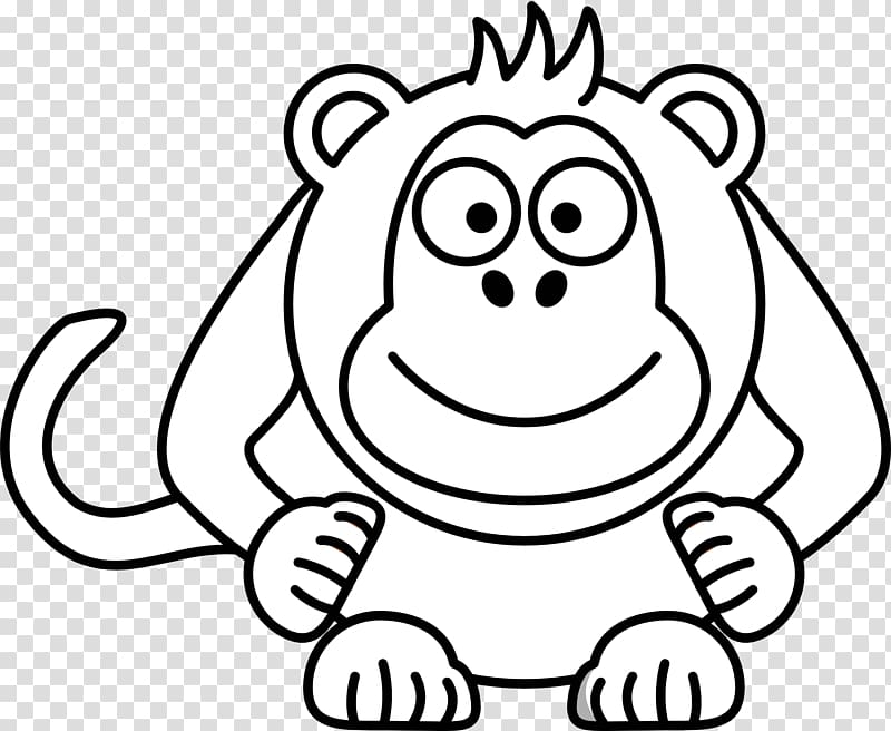 Cartoon Black and white Drawing , Monkey Drawings transparent background PNG clipart