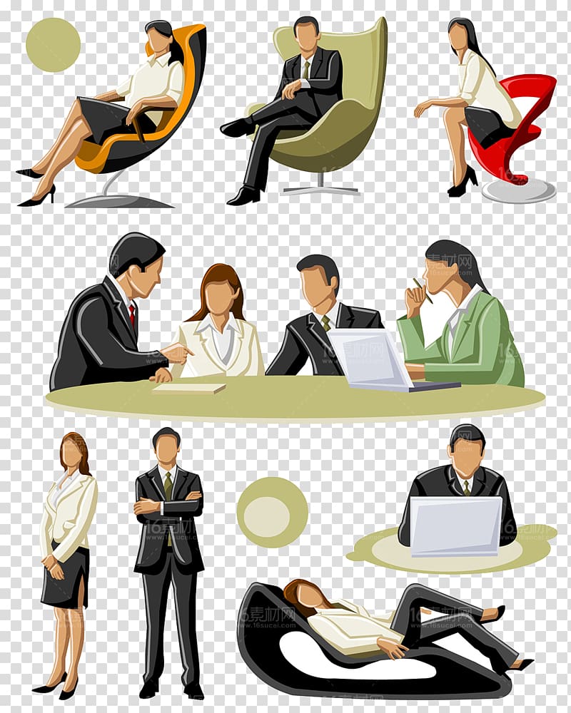 Illustration, Cartoon business people material transparent background PNG clipart