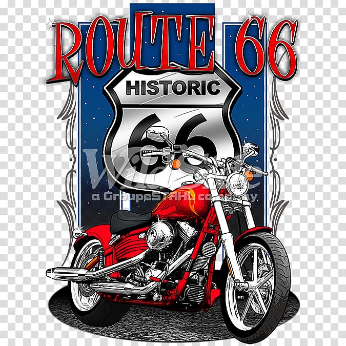T-shirt Car U.S. Route 66 Motorcycle Chopper, T-shirt transparent background PNG clipart
