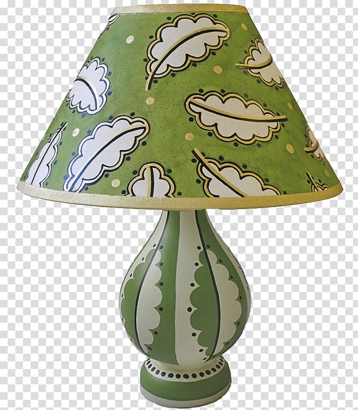 Lamp Shades Ceramic, hand painted green leaves transparent background PNG clipart