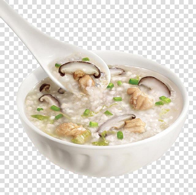 Congee KFC Porridge Breakfast Chicken soup, Chicken mushroom porridge transparent background PNG clipart
