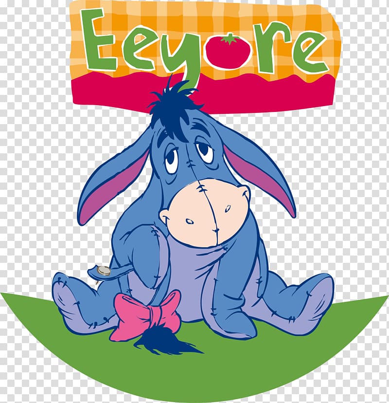Eeyore Donkey Illustration, Cute little donkey transparent background PNG clipart