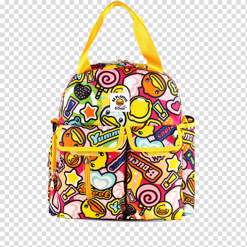 B.Duck Bag Backpack Shopping, Cute colored backpack transparent background PNG clipart