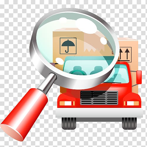 Cargo Freight transport Logistics Freight Forwarding Agency, Cartoon magnifying glass and car transparent background PNG clipart