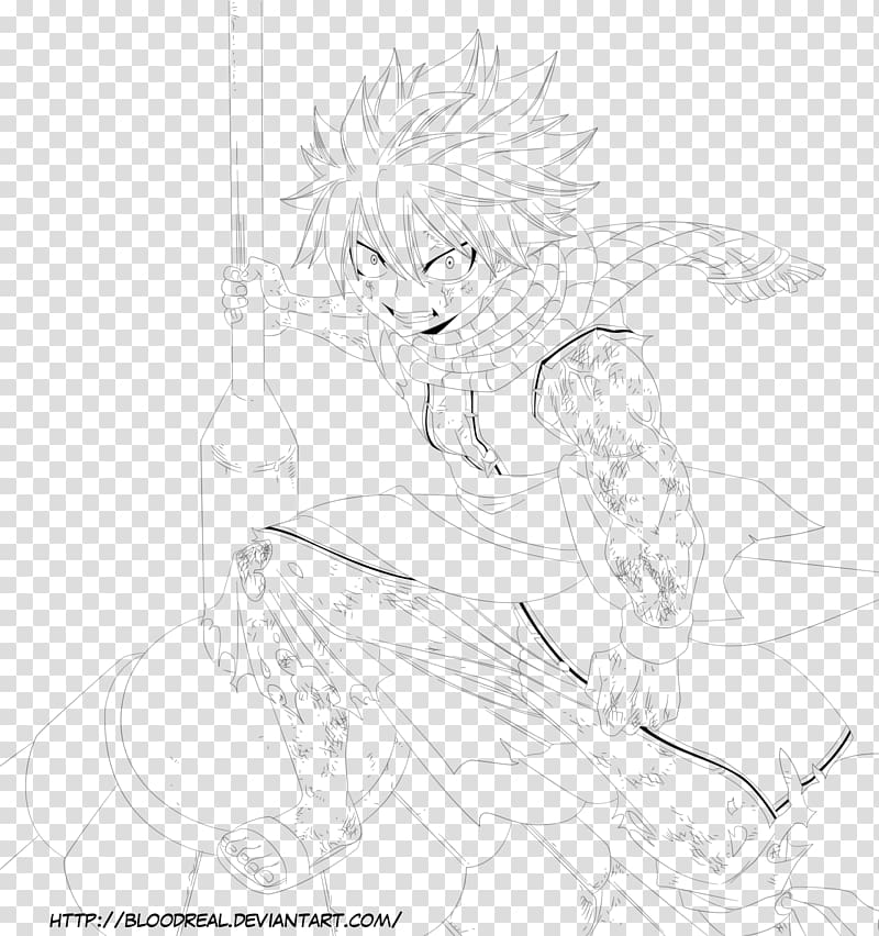Sketch Line art Natsu Dragneel Drawing, natsu dragon slayer fairy tail transparent background PNG clipart