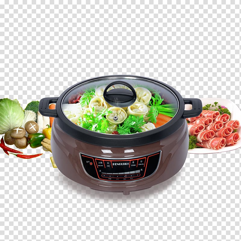 Hot pot Taobao Poster Tmall Rice cooker, Cooker lamb mushroom ravioli cabbage roll transparent background PNG clipart