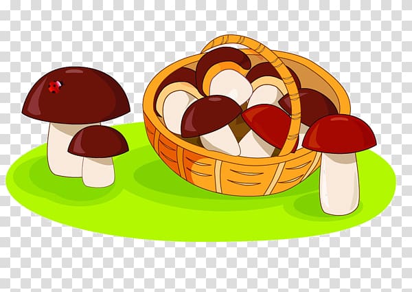 Edible mushroom Boletus edulis Basket , Hand-painted mushrooms transparent background PNG clipart