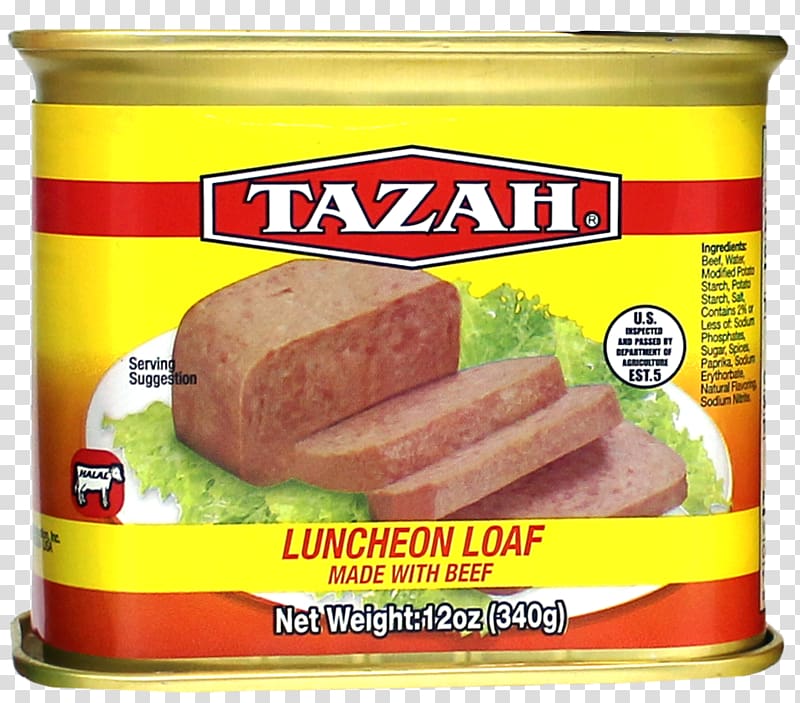 Spam Vegetarian cuisine Halal Lunch meat Food, sausage transparent background PNG clipart