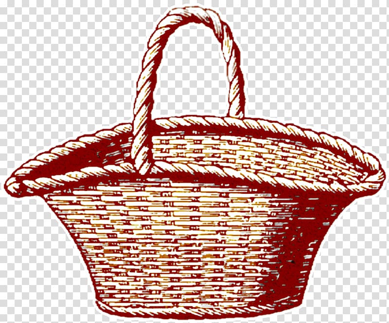 Picnic basket Drawing, Hand-painted vintage red basket transparent background PNG clipart