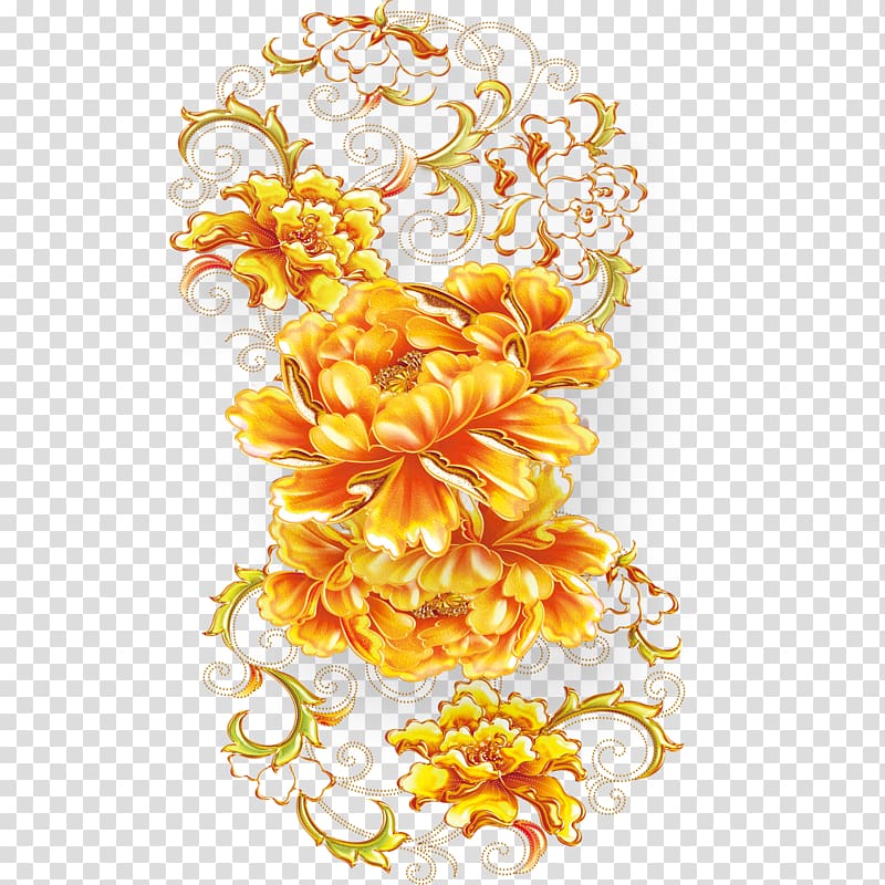 yellow flower clip part, Moutan peony Flower, peony transparent background PNG clipart