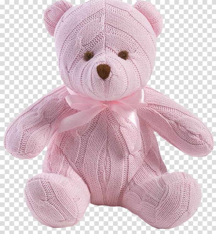 Teddy bear Stuffed toy Doll Knitting, Pink Bear transparent background PNG clipart
