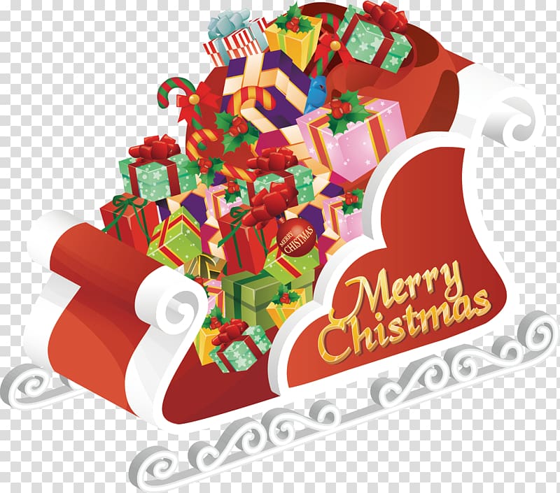 Santa Claus Reindeer Christmas card , Sleigh gift transparent background PNG clipart