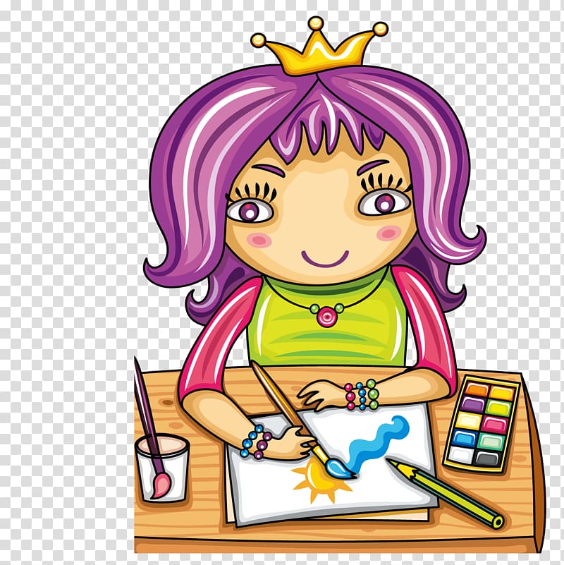 Student Child , Wearing a crown painting students transparent background PNG clipart