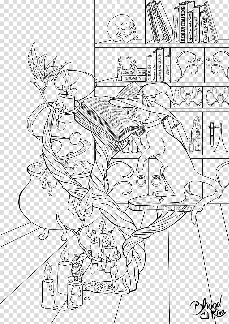 Line art Coloring book Drawing Witchcraft, book transparent background PNG clipart