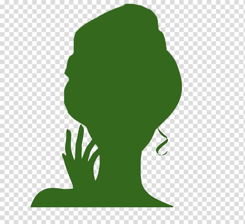 Silhouette Green Drawing Woman, Green silhouette of a woman wearing a headscarf transparent background PNG clipart
