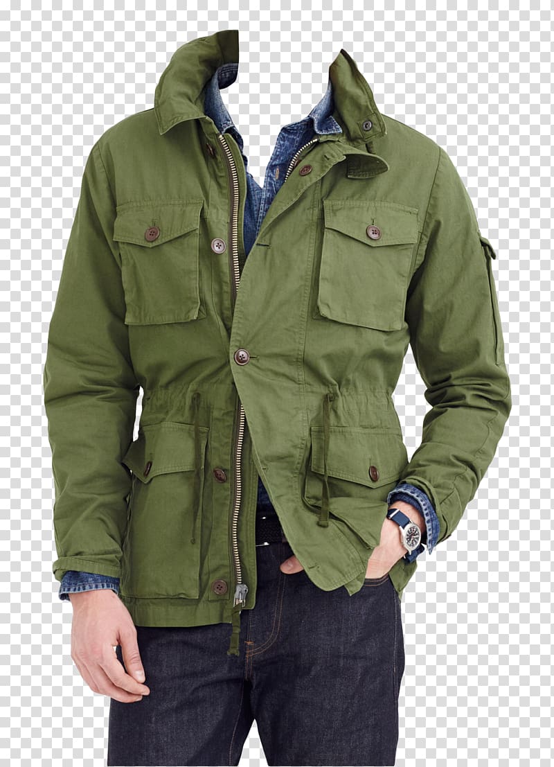 person wearing green zip-up jacket, Jacket J.Crew Parka Fashion Coat, Jacket transparent background PNG clipart