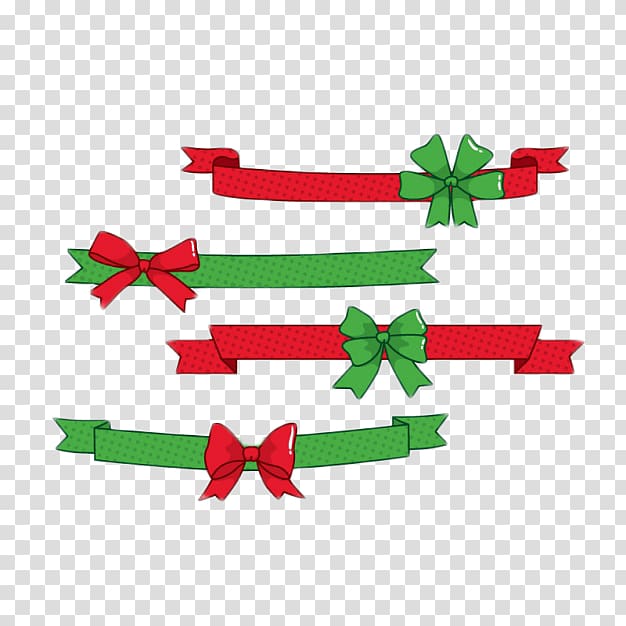 Ribbon Christmas, Simple red green column Article transparent background PNG clipart