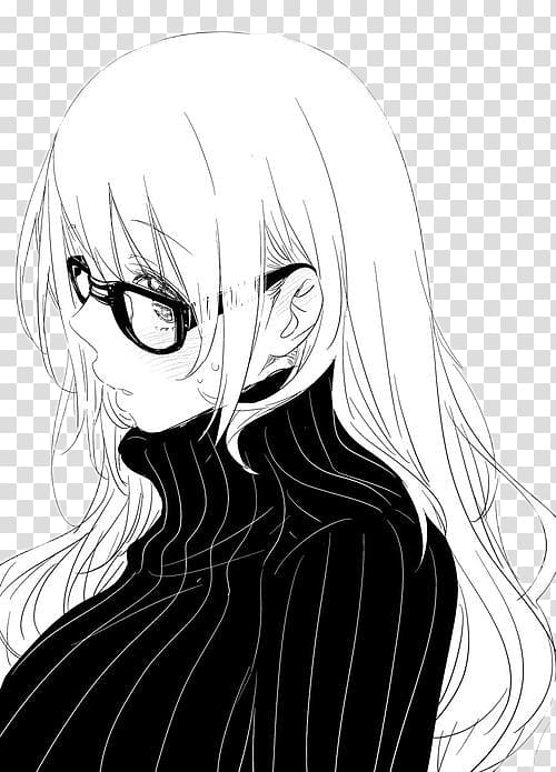 Anime Manga Kavaii Black and white, Anime transparent background PNG clipart