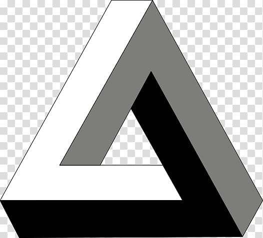 white, grey, and black illustration, Penrose triangle Right triangle Edge, Triangle transparent background PNG clipart
