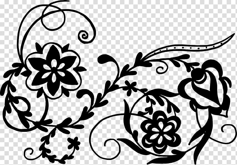 Black and white Flower Art Drawing Floral design, floral ornament ...