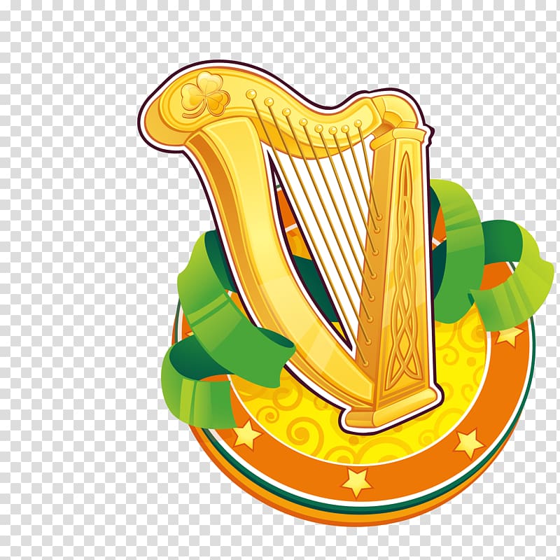 Ireland Saint Patricks Day Celtic harp Symbol, St. Patrick\'s Day element transparent background PNG clipart