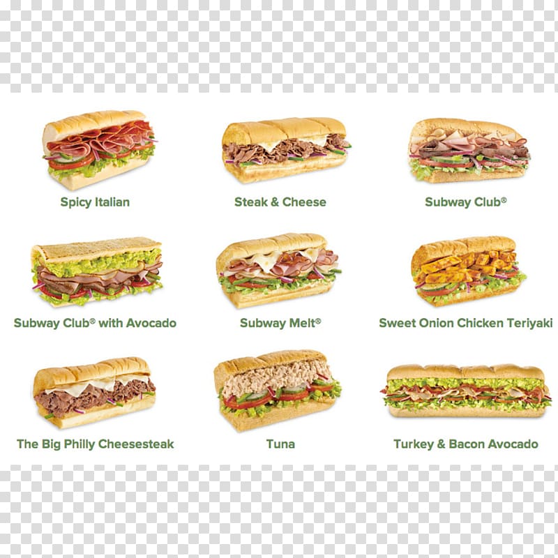 Subway Breakfast sandwich Fast food Menu, Menu transparent background PNG clipart