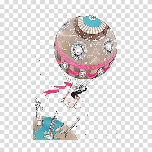 Hot air balloon Drawing Illustration, Cartoon hot air balloon transparent background PNG clipart