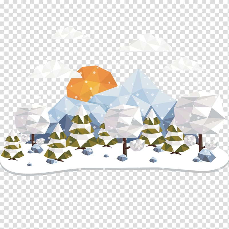 Polygon Computer graphics, Winter Landscape polygon style transparent background PNG clipart