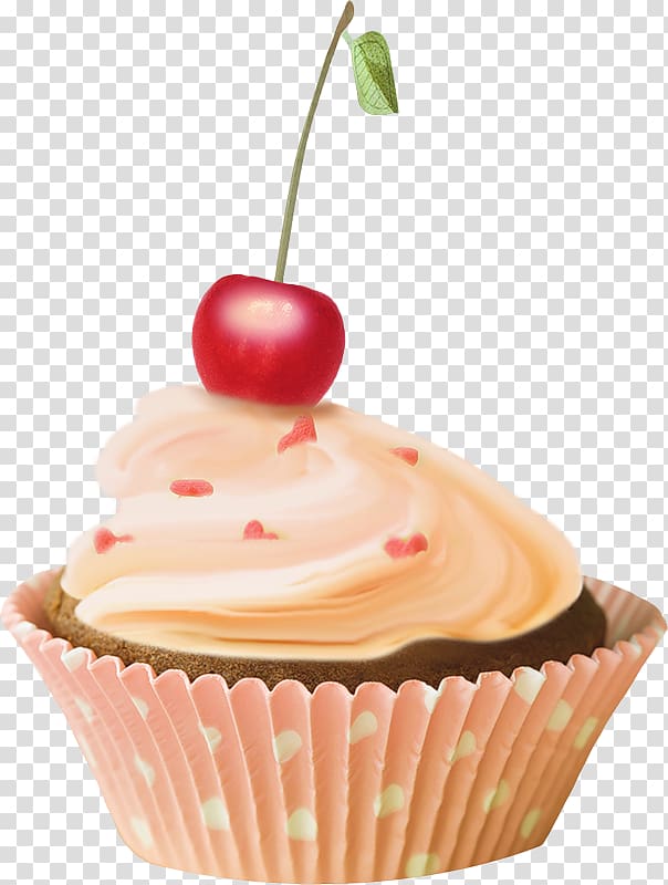 Cupcake Muffin Icing Fruitcake Macaron, Cream cherry cake transparent background PNG clipart