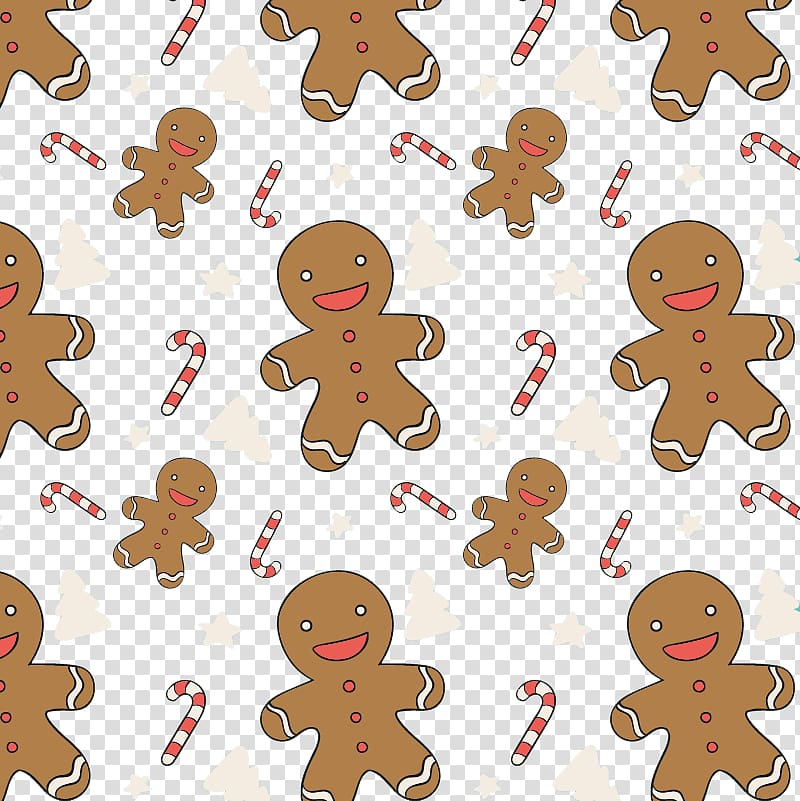 Candy cane Gingerbread man Cookie , Cute gingerbread man seamless background material transparent background PNG clipart