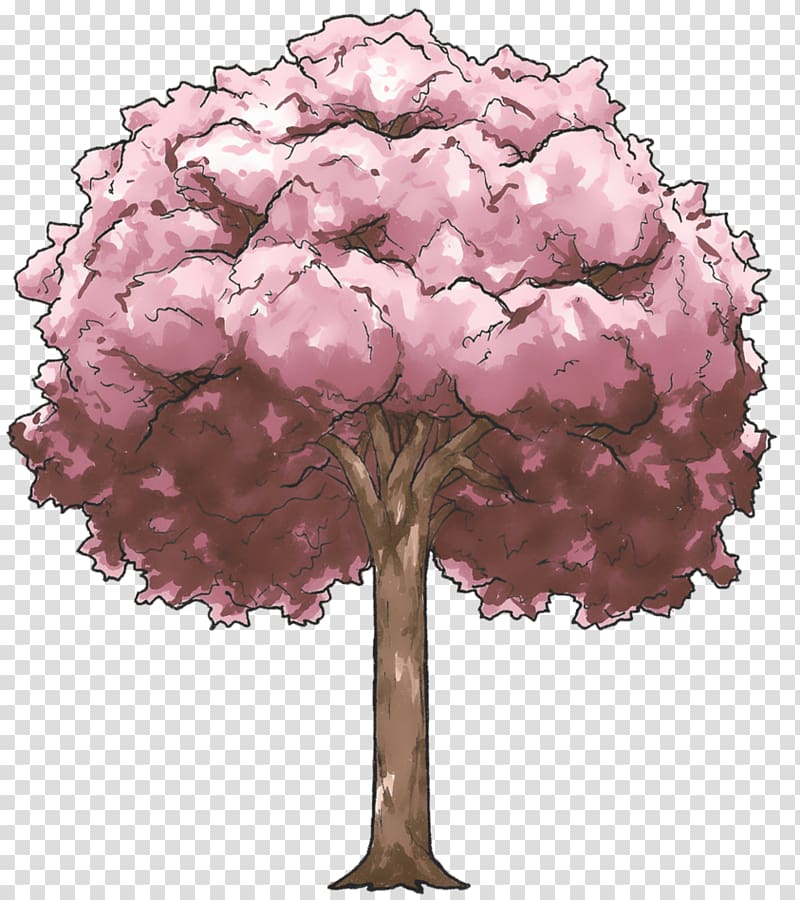 pink tree art, Monkey D. Luffy Cherry blossom Drawing Anime, sakura transparent background PNG clipart