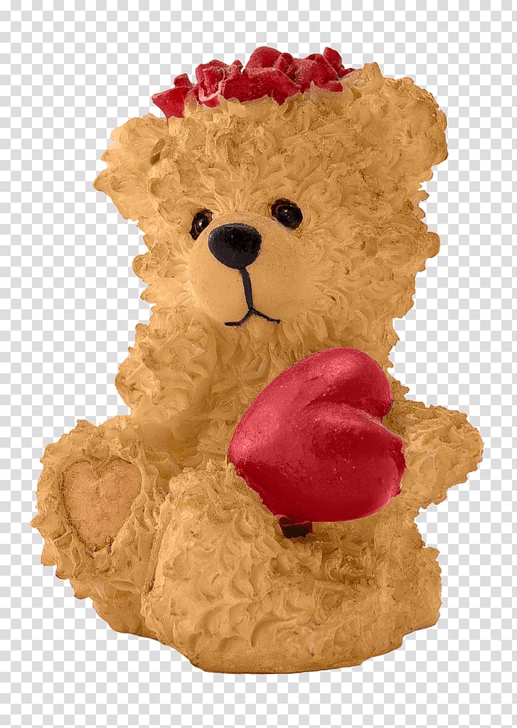 brown ceramic bear figurine, Bear With Heart transparent background PNG clipart