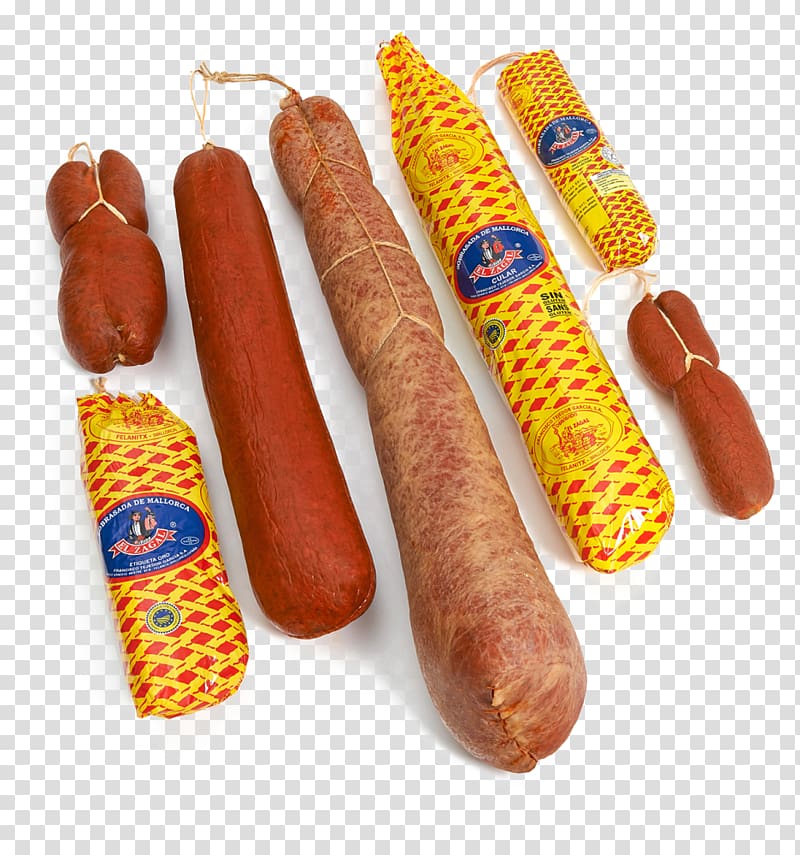 Sobrassada Frankfurter Würstchen Bratwurst Chistorra Thuringian sausage, sausage transparent background PNG clipart