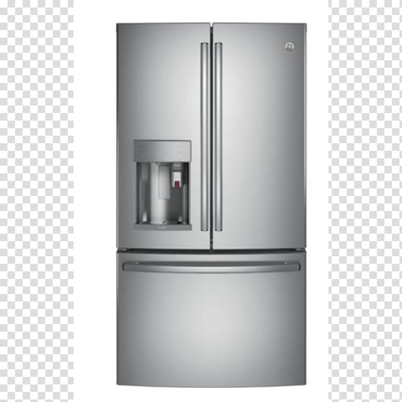 Refrigerator General Electric Ice Makers Lowe\'s Home appliance, stainless steel door transparent background PNG clipart