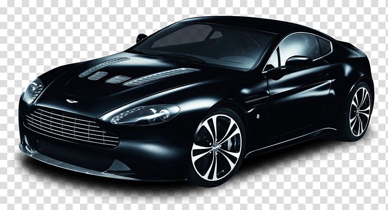 black Aston Martin Vantage coupe, Black Aston Martin transparent background PNG clipart