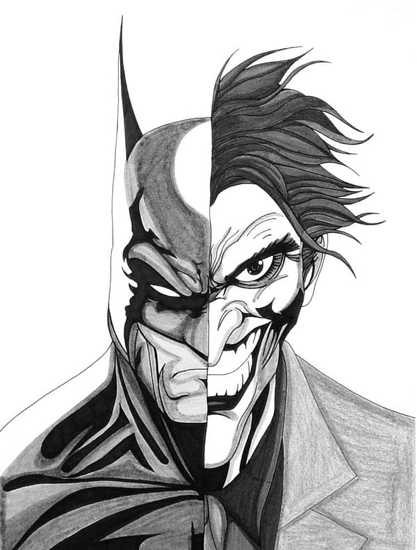 Joker Batman Alfred J. Pennyworth Rachel Dawes Drawing, Outline Of Batman transparent background PNG clipart