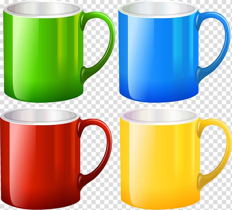 Mug, Red and blue yellow green mug transparent background PNG clipart