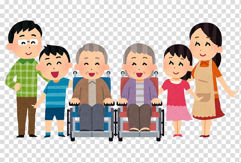 Caregiver Old Age Home Disability Assisted living, Large Family transparent background PNG clipart