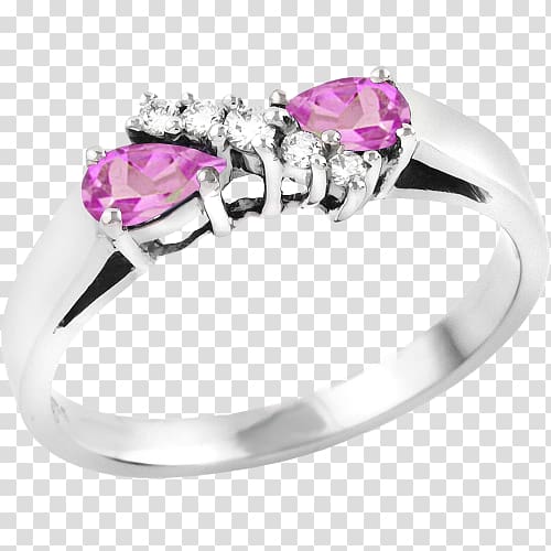 Diamond Wedding ring Earring Gemstone, pink heart pendant baguette transparent background PNG clipart