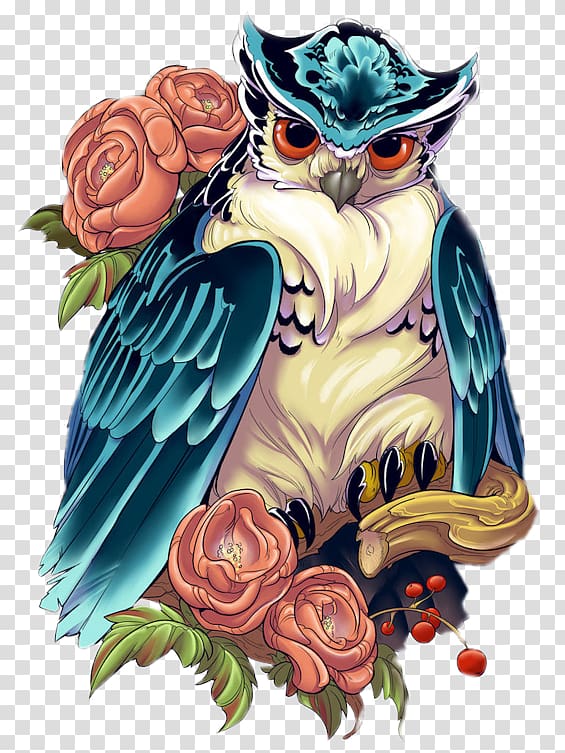 Owl Tattoo Irezumi Design Birds to Color, owl transparent background PNG clipart