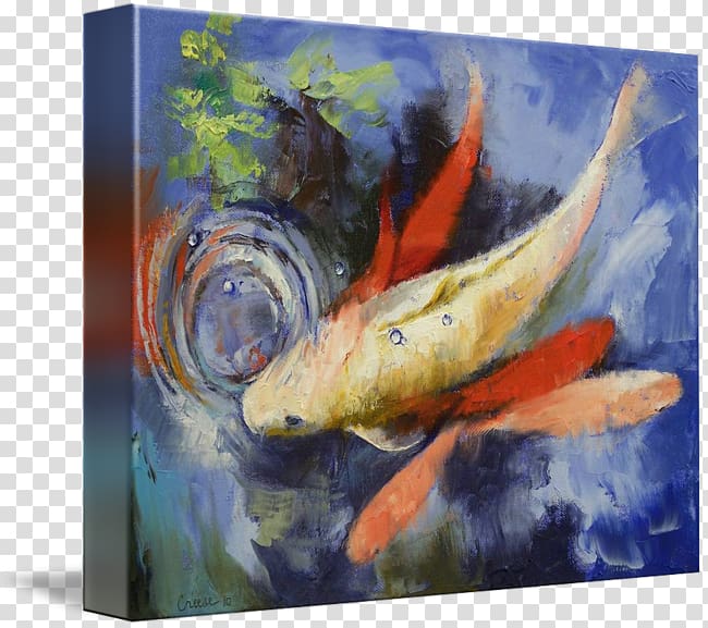 Koi Showa Painting Art Canvas, ripples transparent background PNG clipart