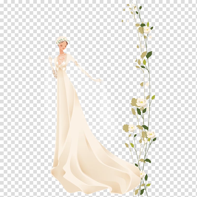bride in white wedding dress illustration, Wedding dress Bride Wedding , Charming bride transparent background PNG clipart