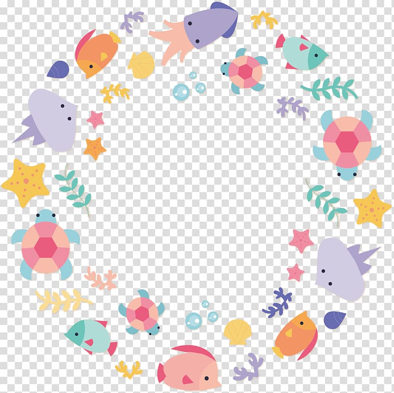 fishes and squid , Euclidean Under the Sea Animal, Sea animal garland design transparent background PNG clipart