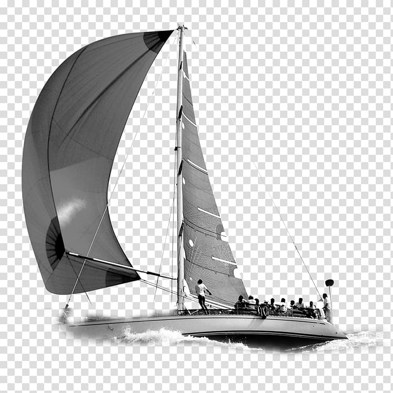Sailing ship Boat, Black and white sailboat transparent background PNG