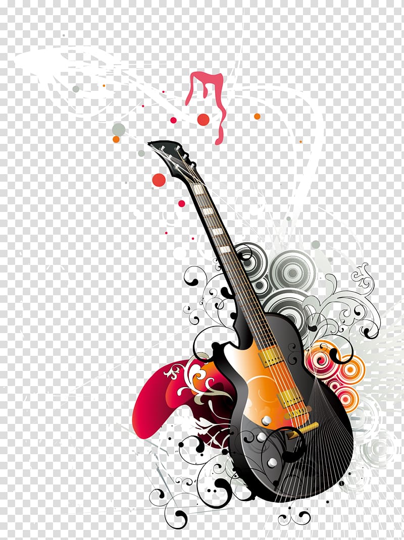 Guitar Musical instrument, Musical instrument guitar , black and brown electric guitar illustration transparent background PNG clipart