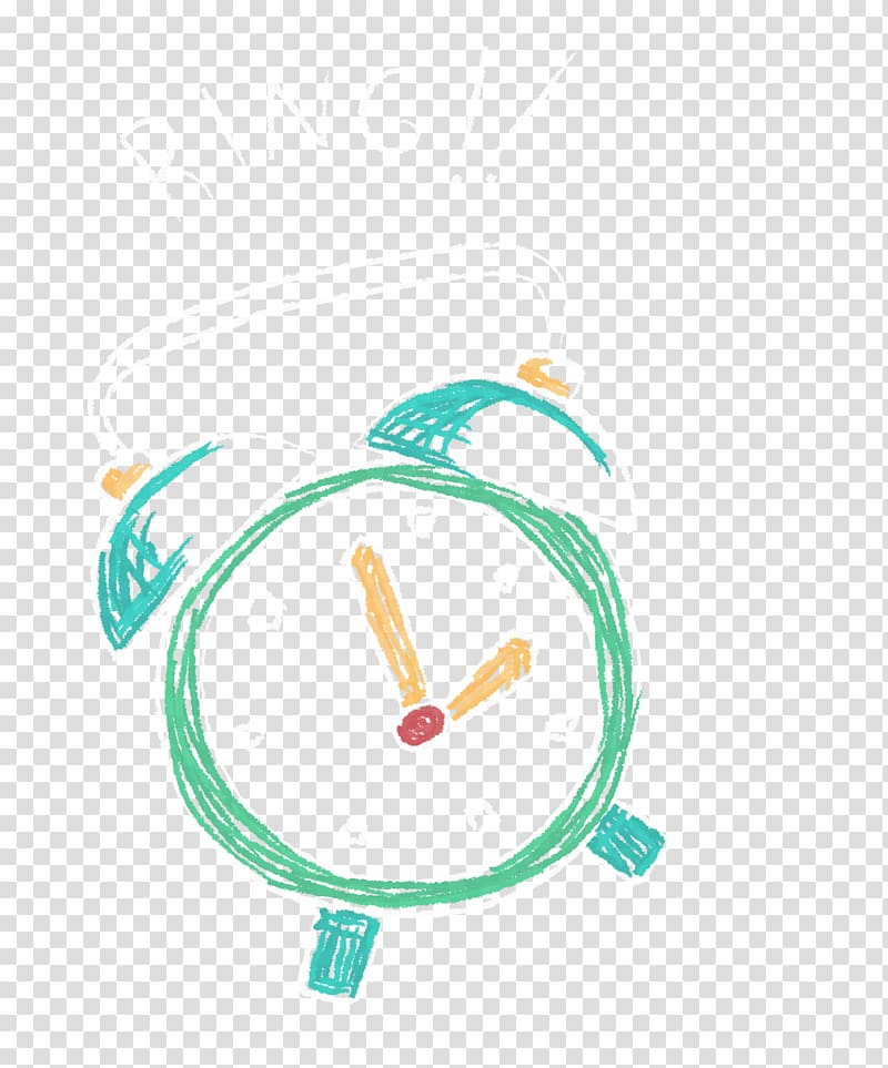 green and white twin-bell alarm clock illustration, Alarm clock Illustration, Chalk painted fashion alarm clock transparent background PNG clipart