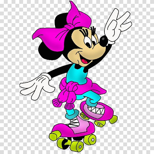 Minnie Mouse Mickey Mouse Roller skating , monorail disney cartoon background transparent background PNG clipart