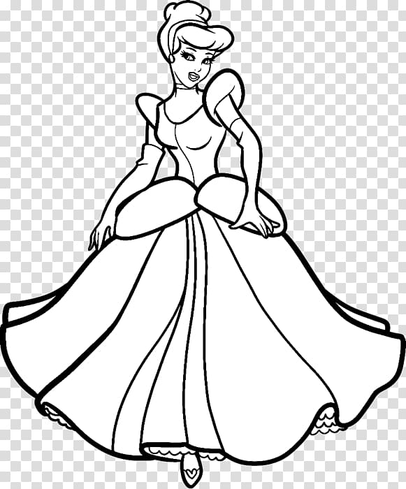 Cinderella Belle Fa Mulan Disney Princess Drawing, Cinderella black and white transparent background PNG clipart