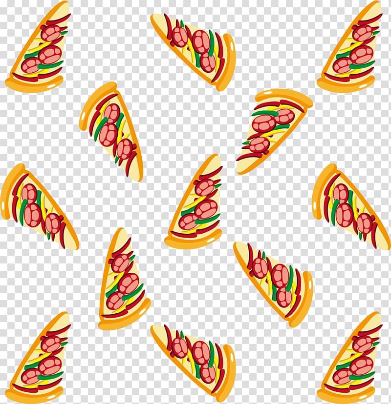 Pizza Fast food Pattern, Yellow pizza transparent background PNG clipart